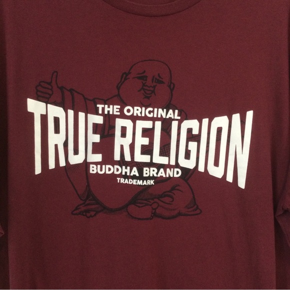 True Religion Burgundy Graphic Tee Sz XXXL - Picture 2 of 4